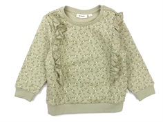 Lil Atelier moss gray sweatbluse blomster